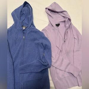 2 JCrew 100% cashmere zip up hoodies